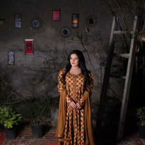 Beige/Tan Floral Everyday wear long frock