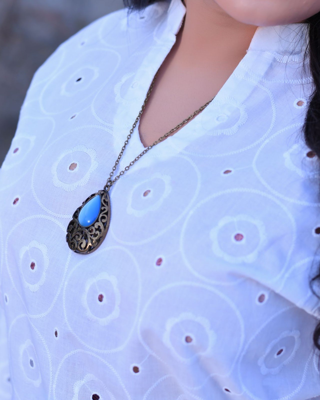 White Chikankari Short Shirt & Printed Palazzo Suit - Image 3