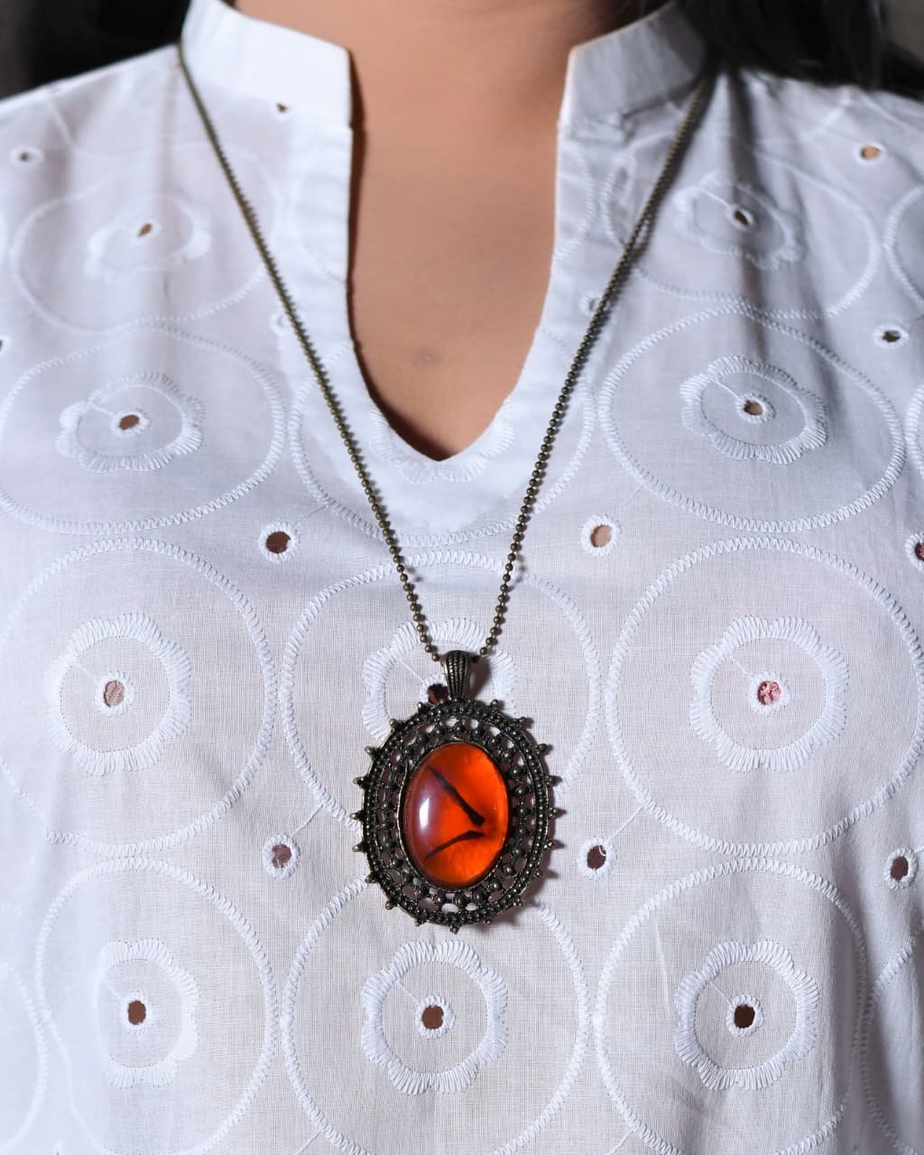 White Chikankari Short Shirt & Printed Palazzo Suit - Image 4