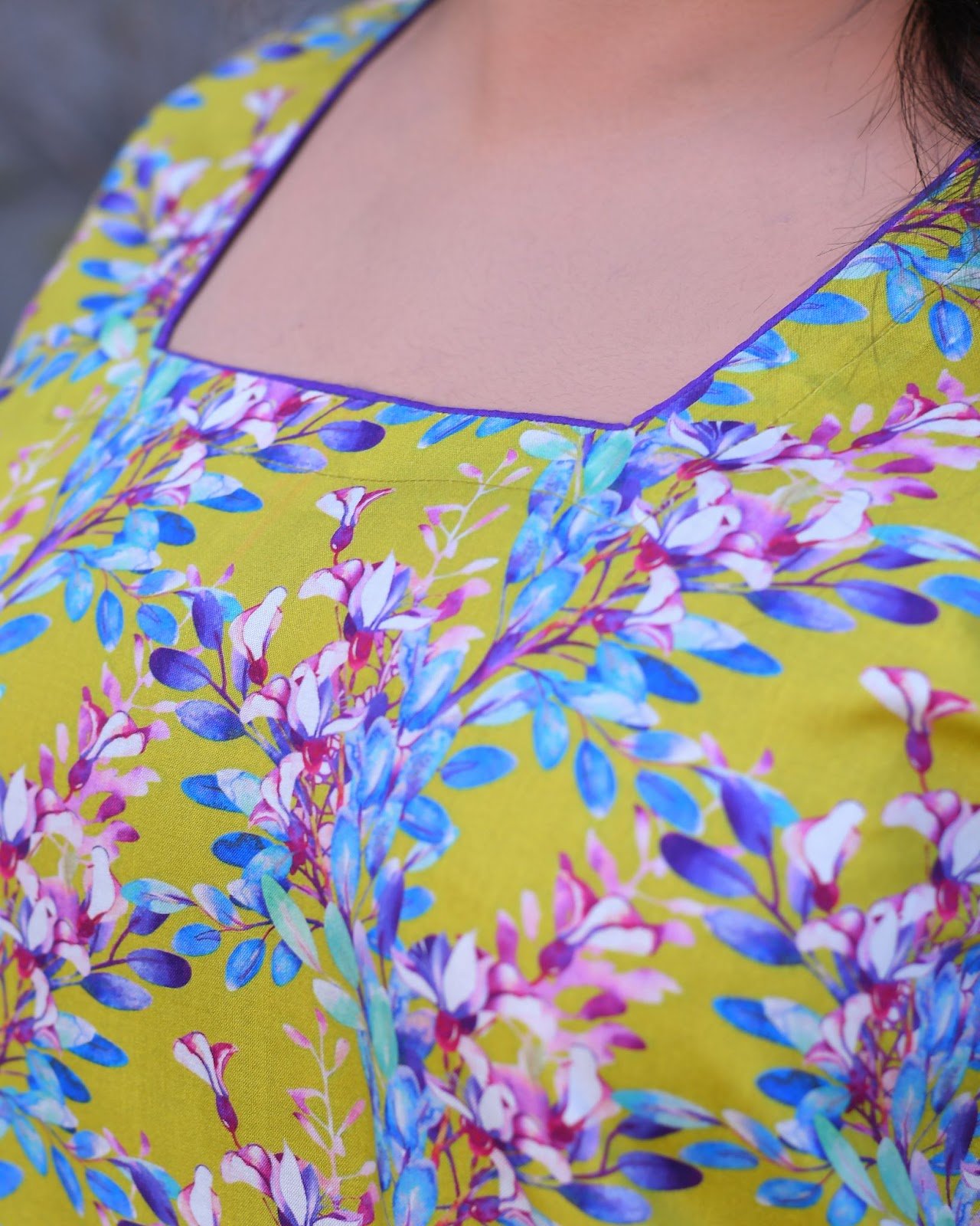 Yellow-Green Floral Everyday Farshi Shalwar Kameez - Image 3