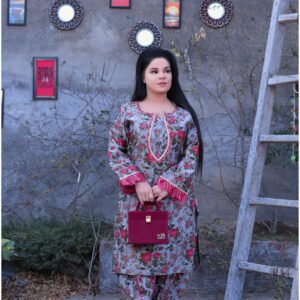 Vintage Rose Print Everyday Khadi Tulip Shalwar Suit