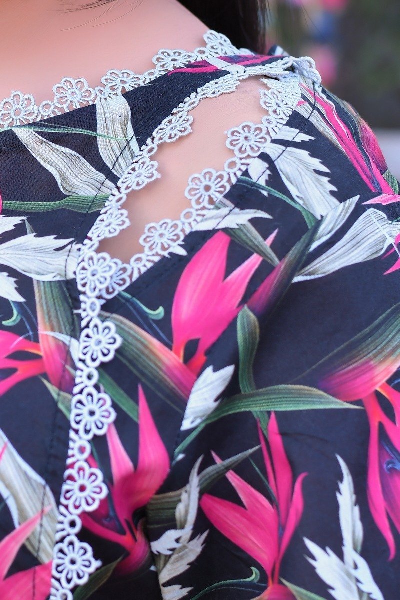 Black & Pink Tropical Print Everyday Lilan Lawn Trouser Suit - Image 3