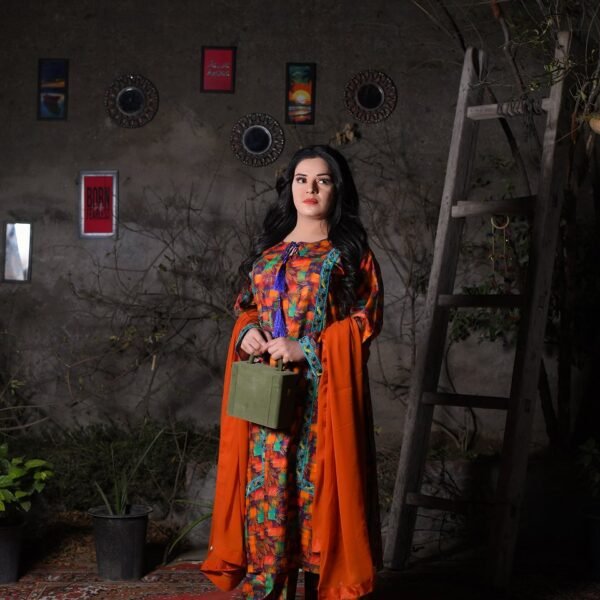 Multicolor Leaf and Block Print Everyday Wear Long A-line/Straight Dress