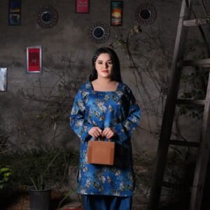 Blue Floral Print Everyday Farshi Shalwar Suit