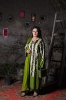 Leaf Print Olive Green & White Everyday Lawn Trouser Suit