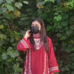 Maroon Embroidered Cotton Suit