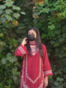 Maroon Embroidered Cotton Suit