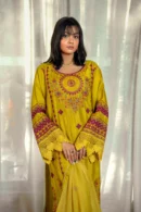 Mustard Yellow Embroidered Viscose Suit
