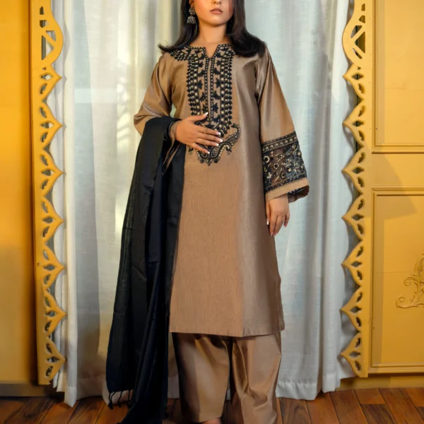Beige 3-Piece Winter Cotton Suit