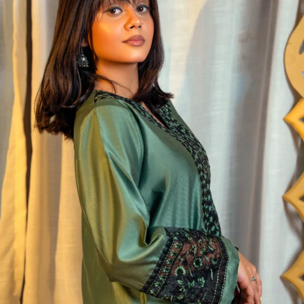 Sage Green 3-Piece Winter Cotton Suit