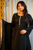 Black Embroidered Viscose Suit