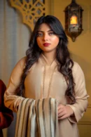 Tan Winter Cotton Suit with Shawl