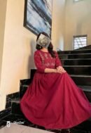 Raspberry Embroidered Cotton Frock