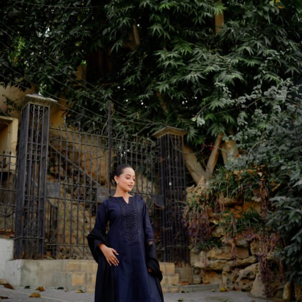 Navy Blue 3-Piece Winter Cotton Suit