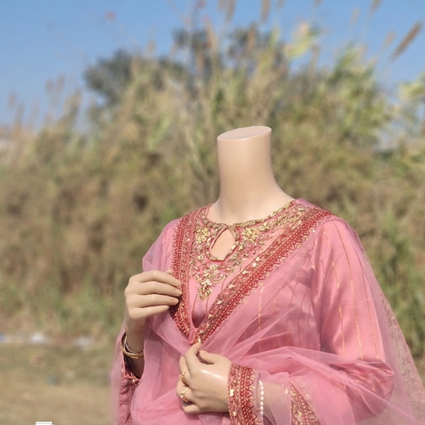 Blush Pink Embroidered Silk Suit