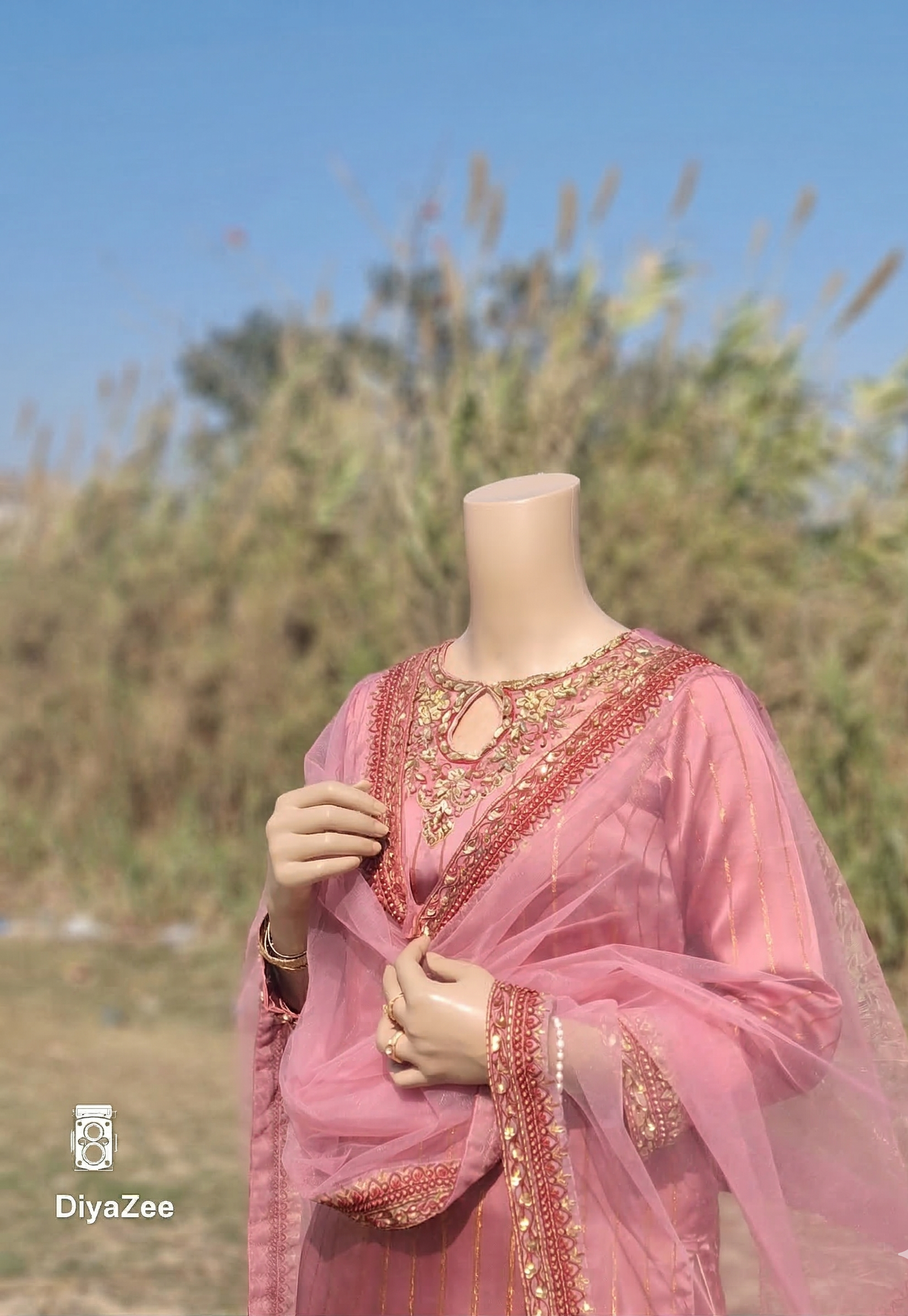 Blush Pink Embroidered Silk Suit