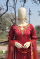 Maroon Embroidered Silk Suit